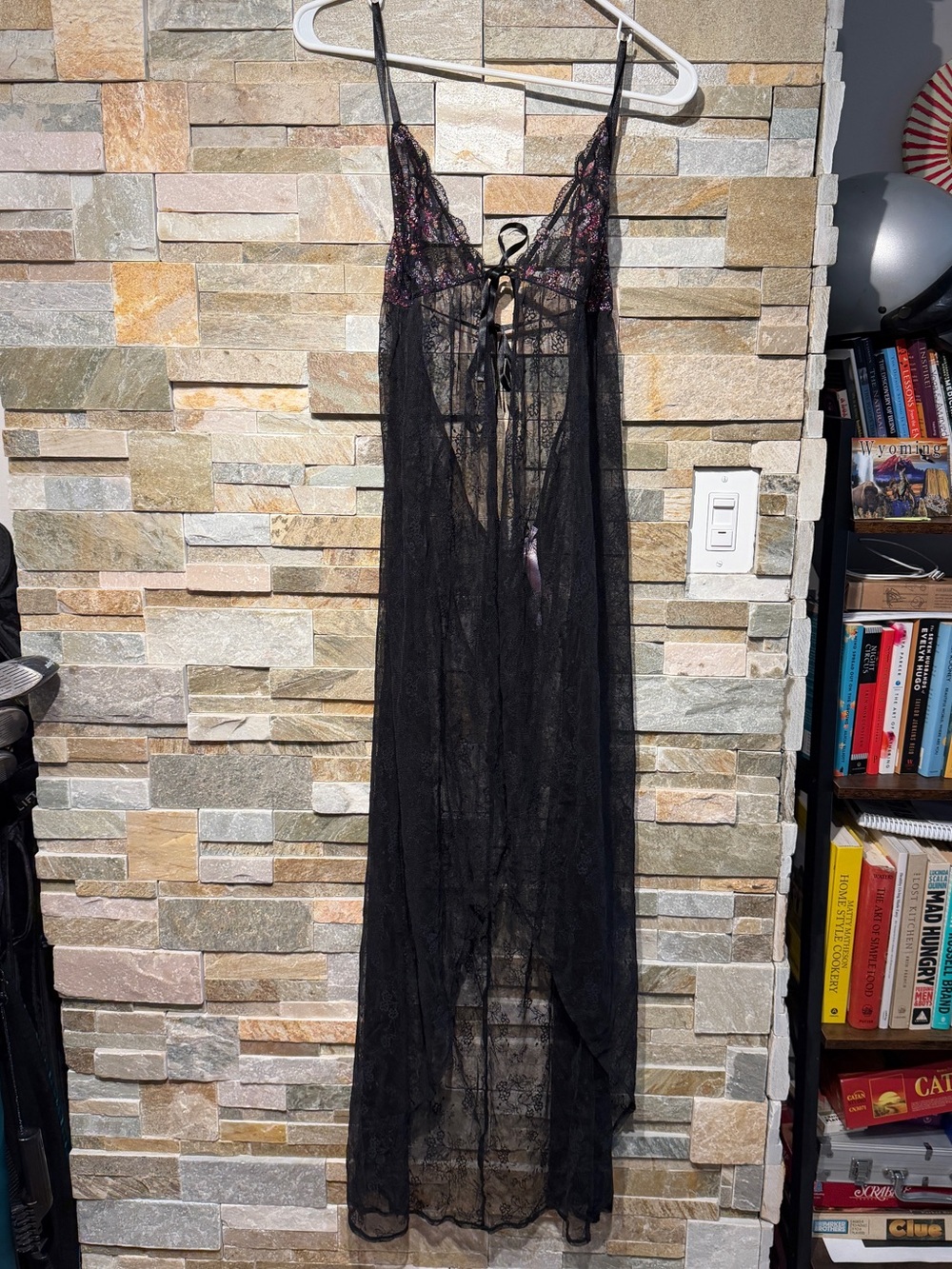 Savage X Fenty Black Sheer Lace Tie-Front Chemise